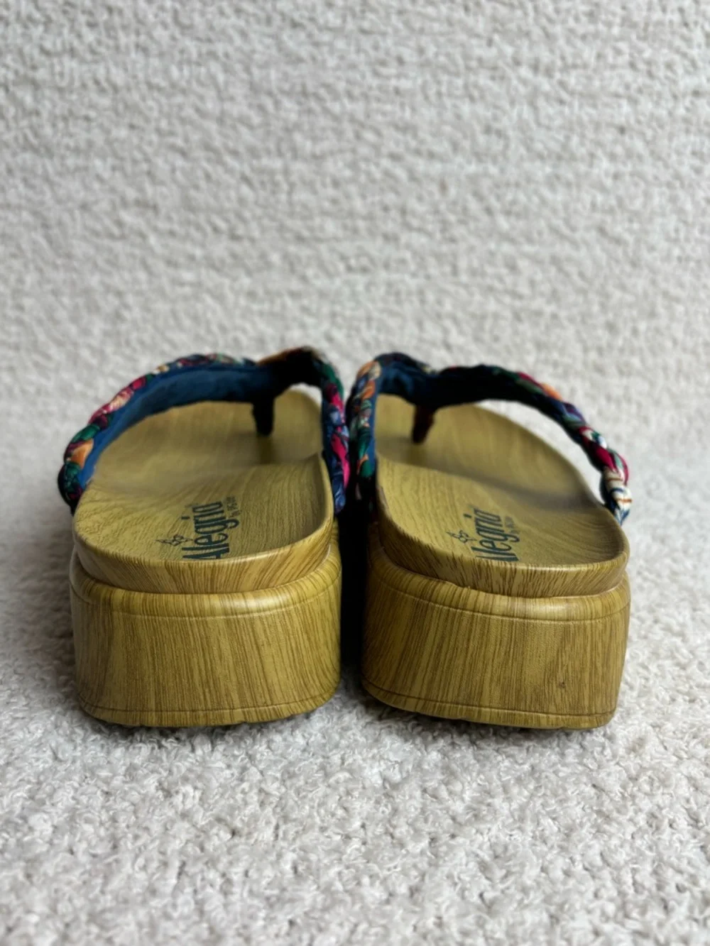 Alegria Sandals Womens‎ 38 8-8.5 Riz Multi Braided Strap Platform Woven Toe Post